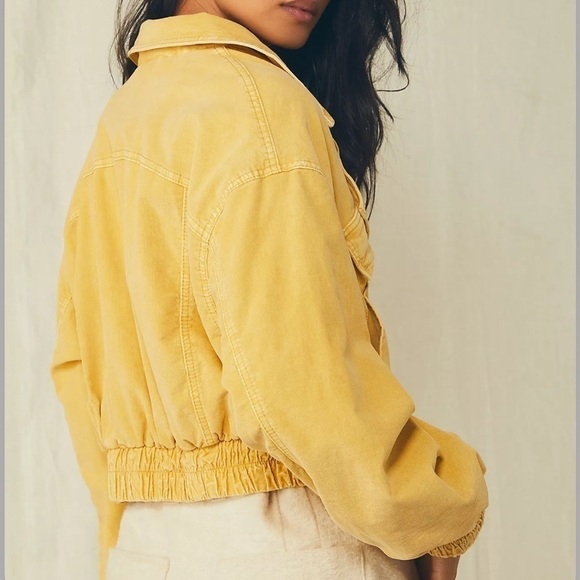 NWT Free People Sure Thing Corduroy Bomber Jacket in Golden Finch Size Medium - Picture 3 of 9